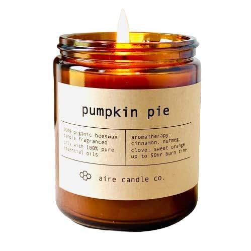 Pumpkin Pie Beeswax Candle - 100% Pure Beeswax Candle - 2 Ingredients Only: 100% Pure High Quality USA Beeswax + 100% Pure Essential Oils - Made in USA - 8oz - Burns Clean, Non Toxic (8 oz)