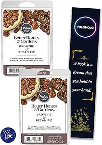 Brownie Pecan Pie Scented Wax Melts, Better Homes & Gardens, 5 oz (2 Pack) and Bookmark Gift of YOLOMOLO