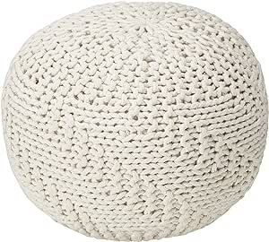 Christopher Knight Home Hazel Indoor / Outdoor Fabric Weave Pouf, Ivory